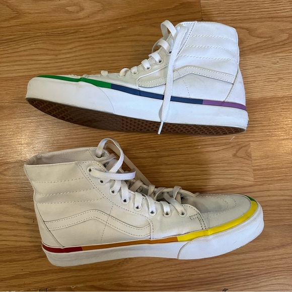 Vans Sk8-Hi Tapered Rainbow Foxing White Rainbow Pride VN0A4U16MWF Sneaker Shoe - Picture 2 of 12